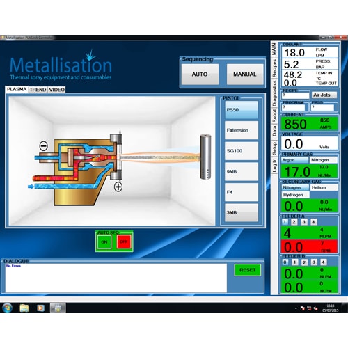 Met-PCC(PLAS) Plasma Spray System Screen